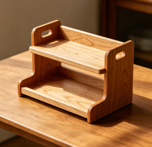Nordic Minimalist Wooden Desktop Bookshelf – 2 Tier Organizer Rack