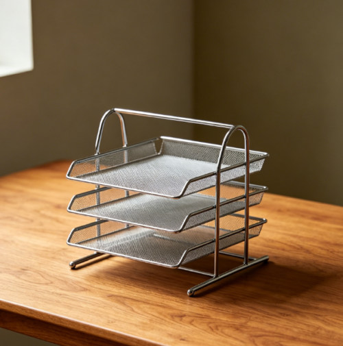 Metal Frame Industrial Desktop Bookshelf – Heavy Duty Storage Rack